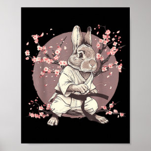 Poster Coelho de Kickboxing Taekwondo Karatê MMA Bunny