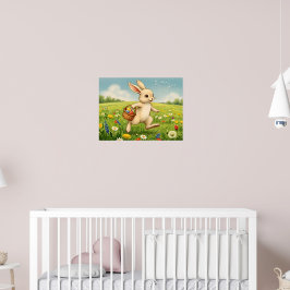 Poster Coelho de Páscoa de Prado de Primavera Vintage 