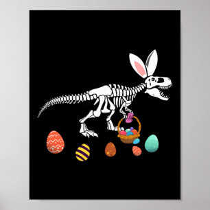 Poster Coelho de Páscoa esqueleto de T Rex engraçado Caça