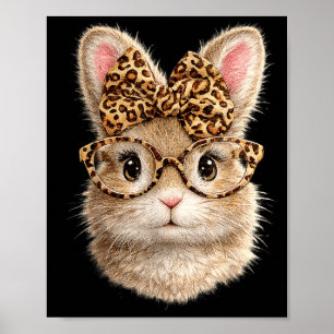 Poster Coelho de Páscoa Fofo com Óculos de Leopardo Arco