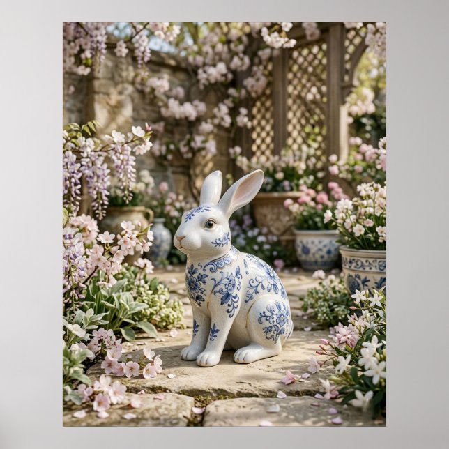 Poster Coelho de Porcelana Flor Sereno (Frente)