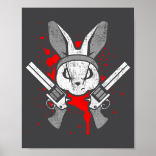 Poster Coelho de Terror Mau Coelho Divertido Dizendo Pres