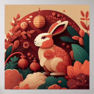 Poster Coelho de Toneladas Mudas Chinês Ano Novo