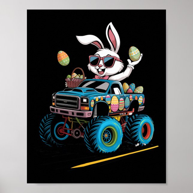 Poster Coelho Dirigindo Caminhão Monstro Para Meninos Men (Frente)