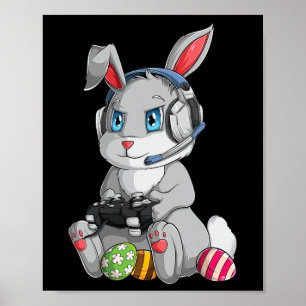 Poster Coelho do Dia Feliz de Páscoa Ovo Engraçado Menino