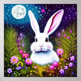 Poster Coelho e flores 