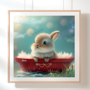 Poster Coelho em um Barco Vermelho Arte Personalizada par