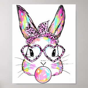 Poster Coelho Engraçado Gles Coelho Feliz Páscoa Retro Ti