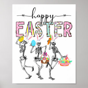 Poster Coelho Esqueleto do Dia Feliz da Páscoa Ovos Menin