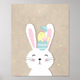 Poster Coelho estilo artesanato bonito