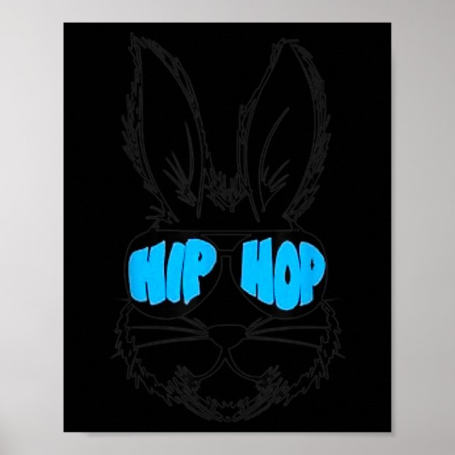 Poster Coelho Feliz Páscoa Hip Hop Com Óculos De Sol Home (Frente)