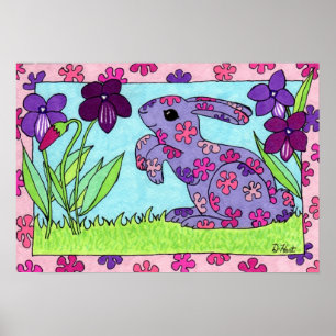 Poster Coelho Flor Roxo