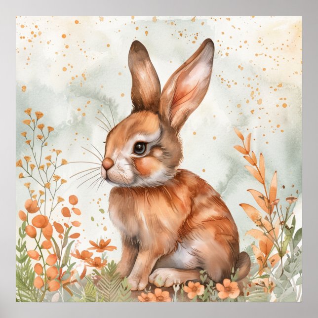Poster Coelho Fofo de Primavera (Frente)