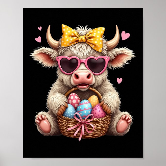 Poster Coelho Fofo Vaca Retro Fazendeiro Ocidental Dia de (Frente)