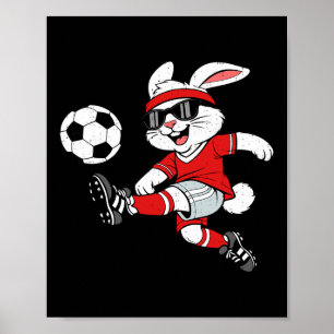 Poster Coelho Jogando Futebol Coelho Feliz Páscoa Esporte
