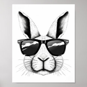 Poster Coelho Legal Cara Óculos Engraçado Coelho de Pásco