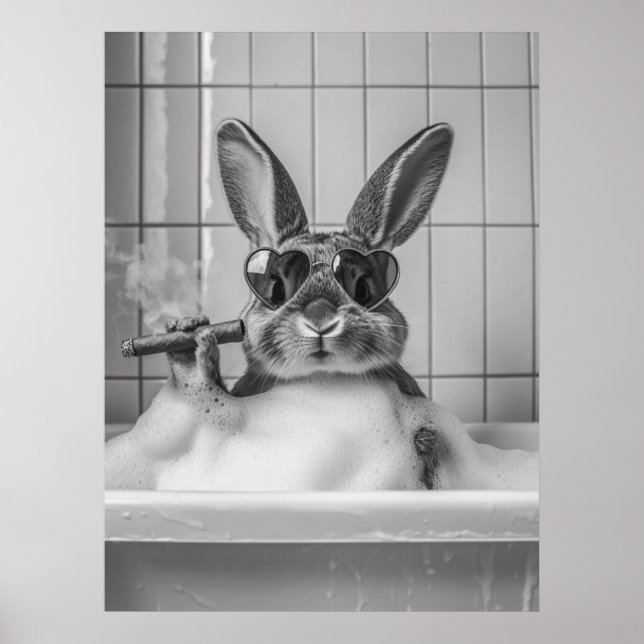 Poster Coelho na Banheira com Óculos de Sol – Banho Capri (Frente)