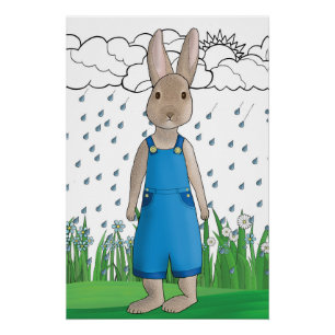 Pôster coelho na chuva
