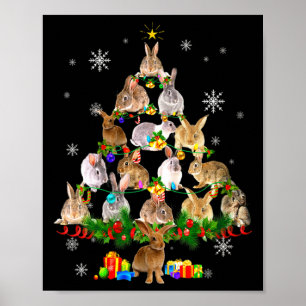 Poster Coelho Natal Árvore de Natal Feminino Coelho Diver