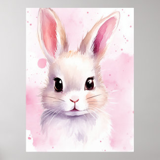 Poster Coelho Pastel fofo Rosa