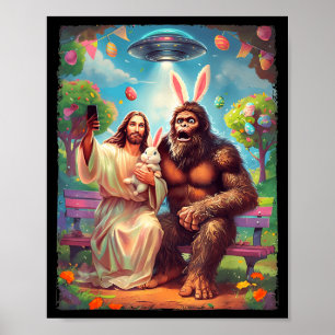 Poster Coelho Pé Grande Jesus Páscoa engraçado Sasquatch