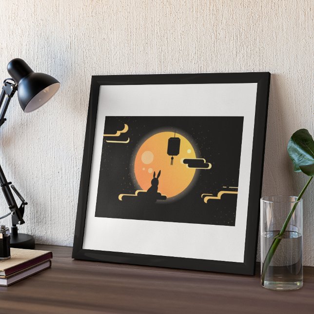 Poster Coelho Shine Moon - Festival de Médio do céu negro (Criador carregado)