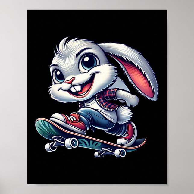 Poster Coelho skate fazendo skate  (Frente)