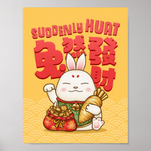 Poster Coelho Sortudo de Ano Novo Chinês