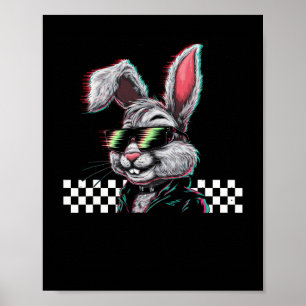 Poster Coelho Trippy Vaporwave Páscoa Techno Rave Edm Mús