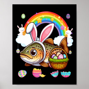 Poster Coelho Truta Peixe Páscoa Caça Ovos Bysket Cor