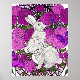Poster Coelhos Amam Rosas