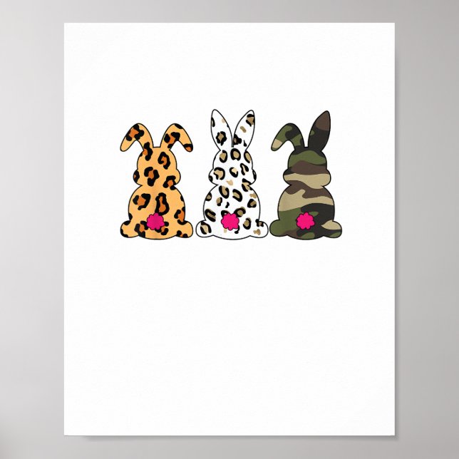 Poster Coelhos Bunnis Leopard Camouflage Felz pascoa Da (Frente)