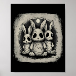 Poster Coelhos Bunny Assustadores Páscoa Horror Gótico Gr