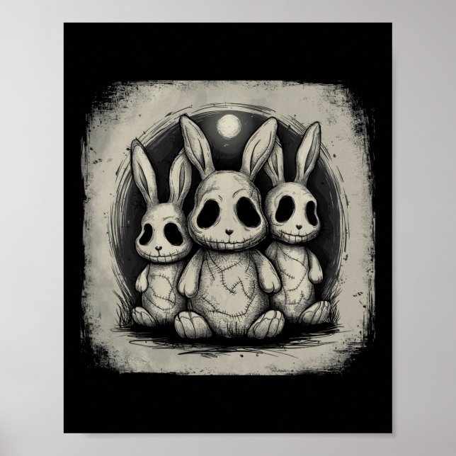 Poster Coelhos Bunny Assustadores Páscoa Horror Gótico Gr (Frente)