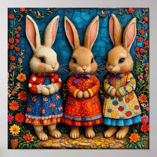Poster Coelhos de desenhos animados