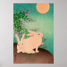 Poster Coelhos e a Lua Ohara Koson 1931
