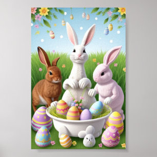 Poster Coelhos felzs pascoa