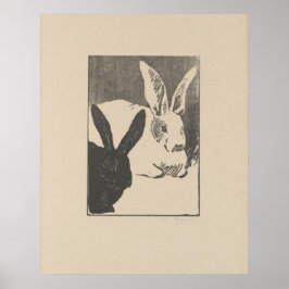 Poster Coelhos (Les lapins) Henri Charles Guérard (1846