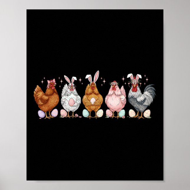 Poster Coelhos Orelhas de Galinha de Páscoa Frango Avicul (Frente)