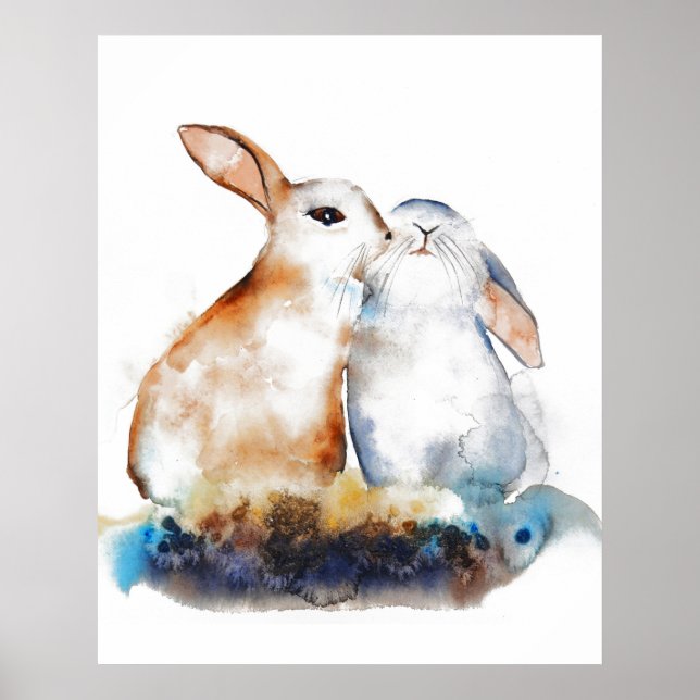 Poster Coelhos se beijando (Frente)