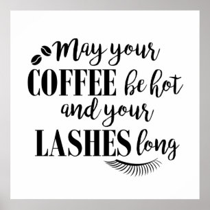 Poster Coffee and Lashes Motivation Typographics Cote (Co