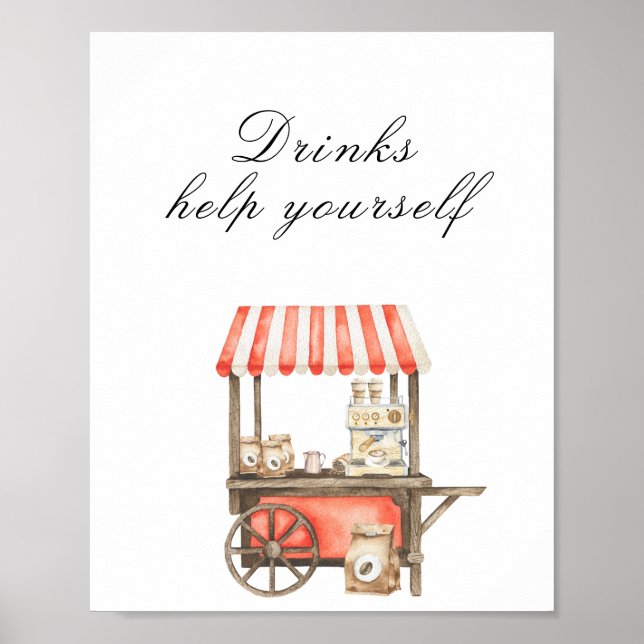 Poster Coffee baby shower - Drinks, help yourself (Frente)