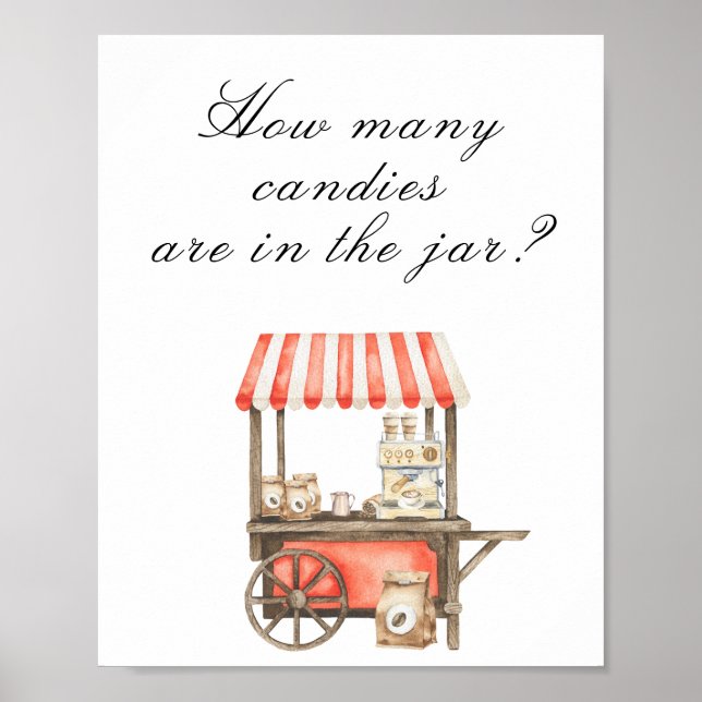 Poster Coffee baby shower - guess how many candies in jar (Frente)