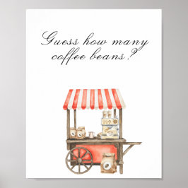 Poster Coffee baby shower - guess how many coffee beans