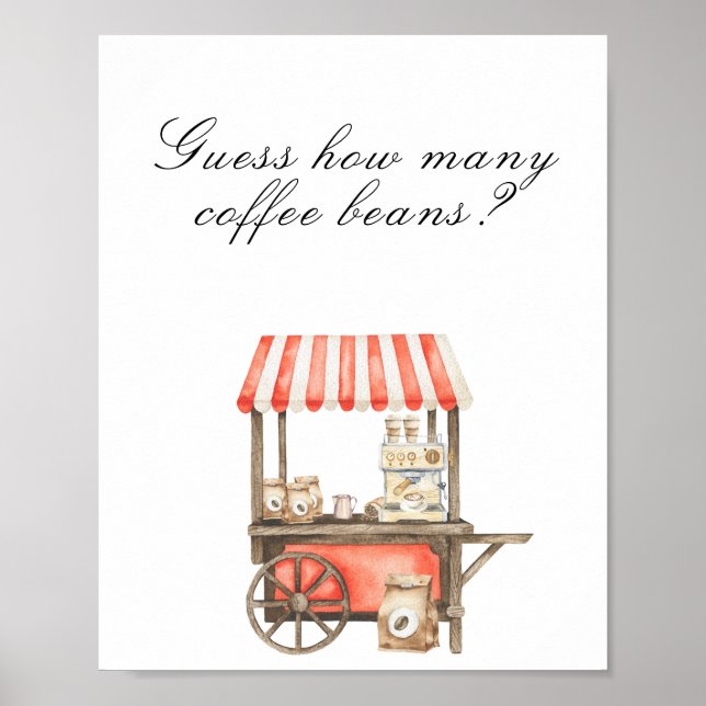 Poster Coffee baby shower - guess how many coffee beans (Frente)