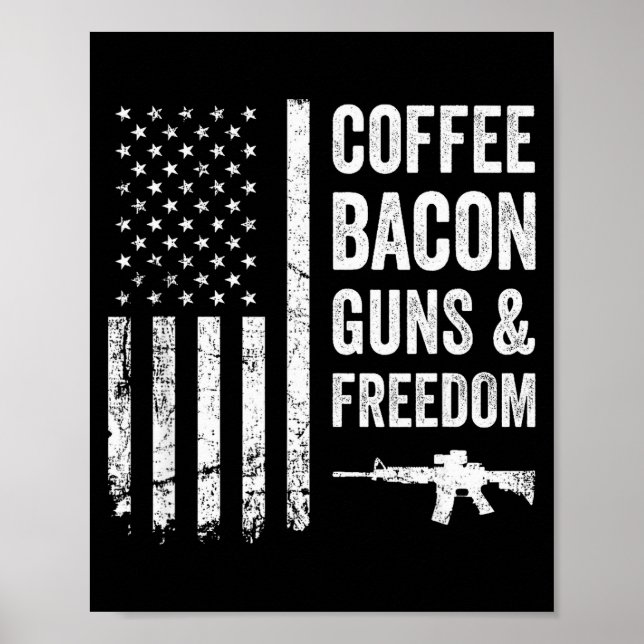 Poster Coffee Bacon Guns &amp; Dom - Bbq Grill Funny Gun  (Frente)