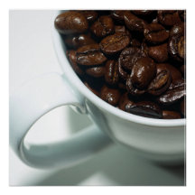 Coffee Beans in White Cup Close-Up