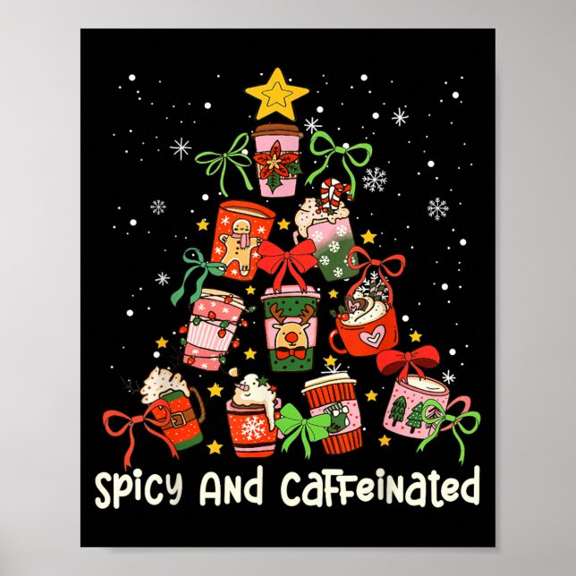 Poster Coffee Coquette Bow Xmas Tree Christmas Scy Caffei (Frente)