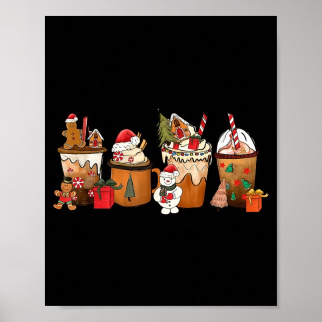 Poster Coffee Hot Cocoa Merry Christmas Xmas Family Pajam (Frente)