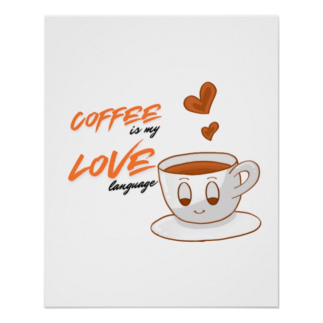 Pôster Coffee Love – Cute Coffee Illustration Cafe Wall P (Frente)